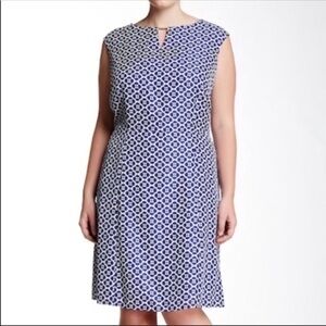 Tahari Dress Sleeveless Blue White Plus Size NWT